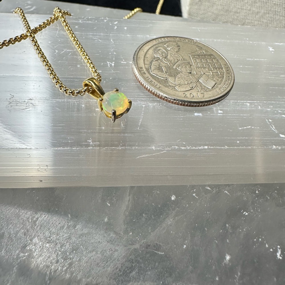 ✨ Dainty Ethiopian Opal Pendant | 18K Gold Plated Over Solid 925 ✨ - Picture 5 of 5